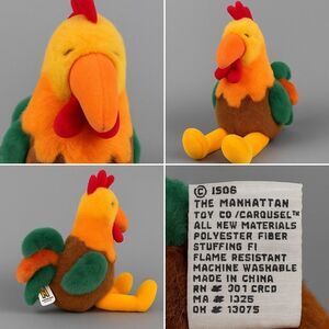 🐔 Vintage 1996 Manhattan Toy Co. Carousel Plush Rooster Chicken – 16” – VHTF –